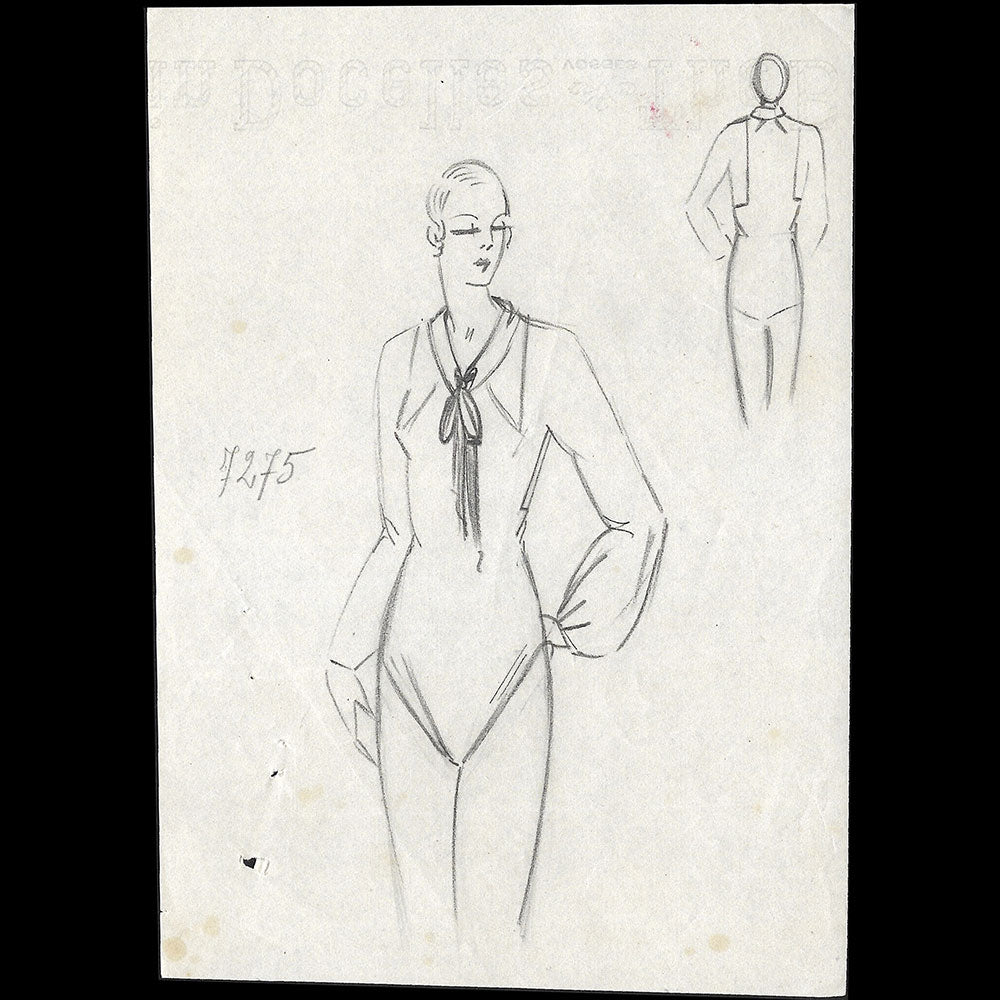 Vionnet - Dessin d'une blouse pour l'hiver 1932-1933