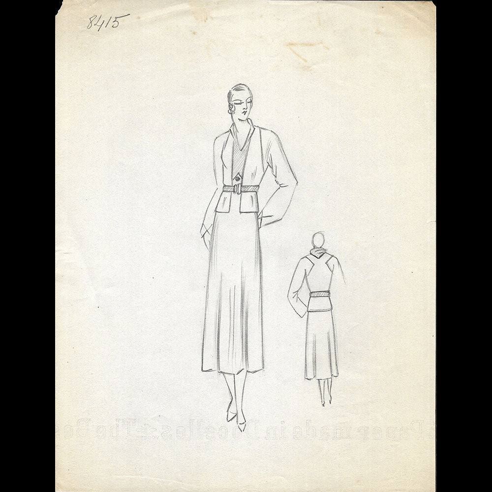 Vionnet - Dessin d'un tailleur de sport pour l'hiver 1932-1933