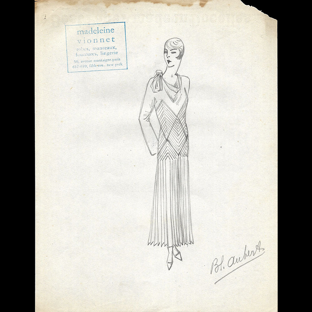 Vionnet - Dessin d'une robe (1930s)