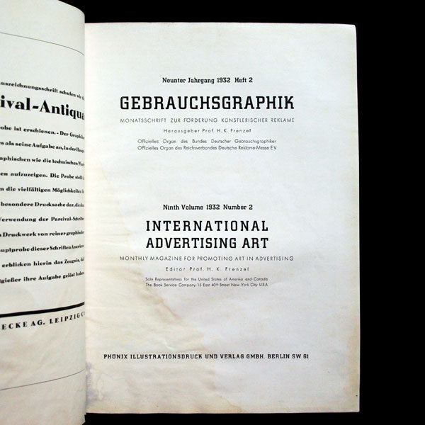 Gebrauchsgraphik, International Advertising Art, article sur Hoyningen-Huené (1932)