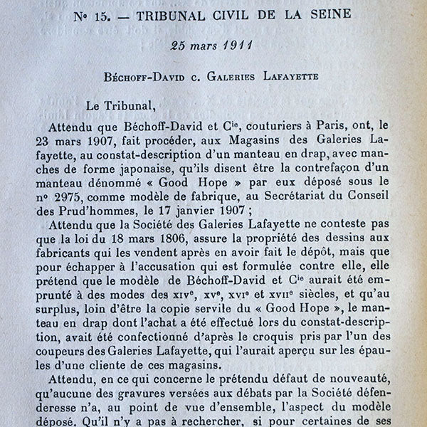 La Mode devant les Tribunaux, législation & jurisprudence (1914)