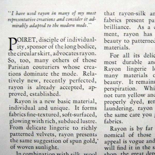 Paul Poiret employs Rayon to interpret the evening mode (1928)