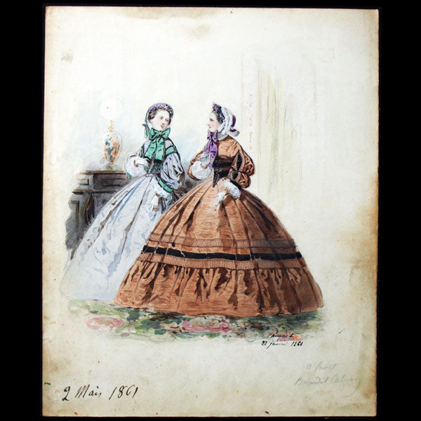 Dessin d'Hippolyte Pauquet pour le Petit Courrier des Dames (1861)