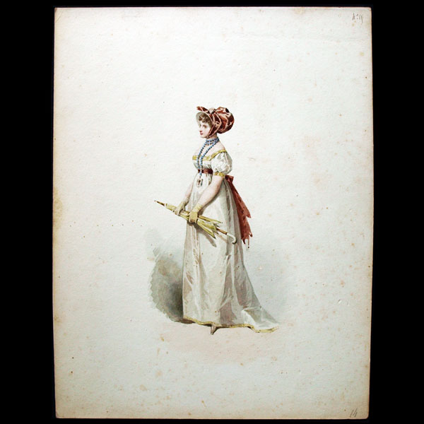 Compte-Calix - Les Modes Parisiennes sous le Directoire, ensemble des 15 aquarelles originales (1871)