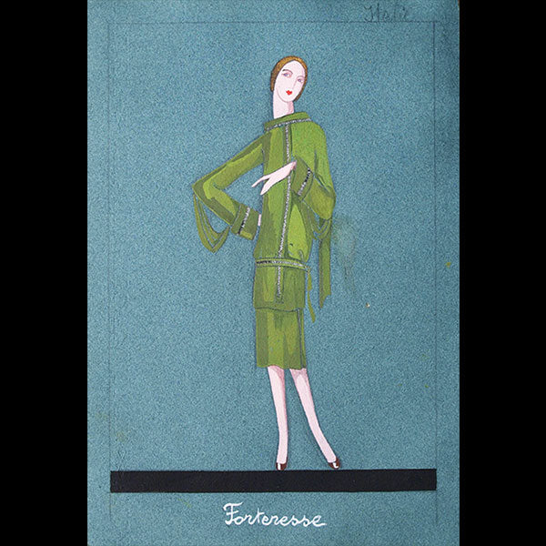 Jeanne Lanvin - Dessin de l'ensemble Forteresse (1925)