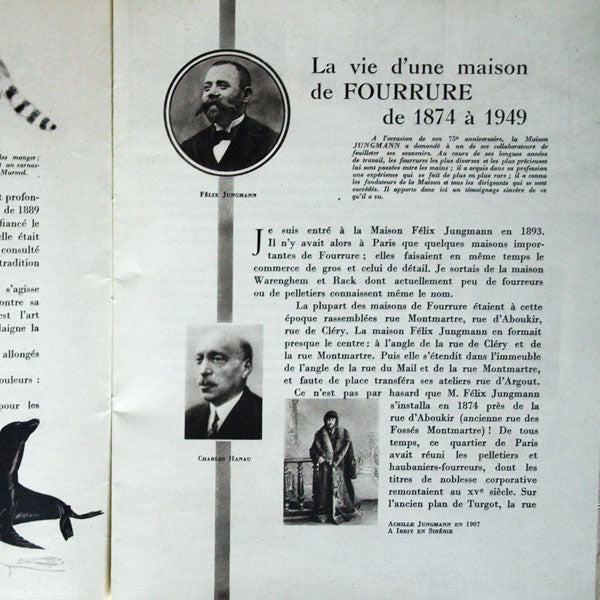 Jungmann & Cie - Trois quarts de siècle de fourrure à Paris - avec envoi d'Achille Jungmann (1949)