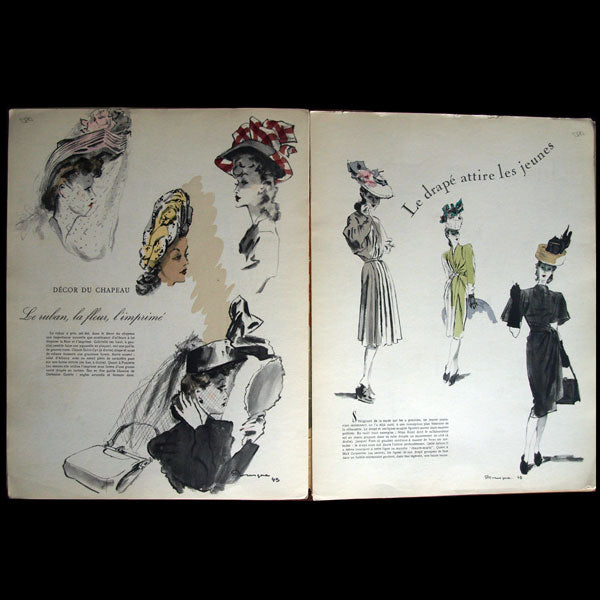 Croquis, Créations Parisiennes et Chapeaux élégants, été 1943