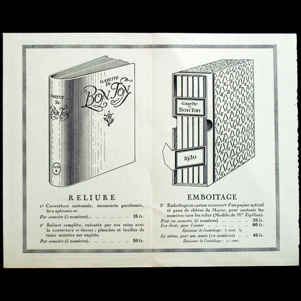 Gazette du Bon Ton, Pour relier la Gazette du Bon Ton (1920)