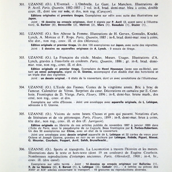 Catalogue de livres illustrés, époque 1870-1940, avec de nombreux dessins originaux de George Barbier et autres artistes de l'époque