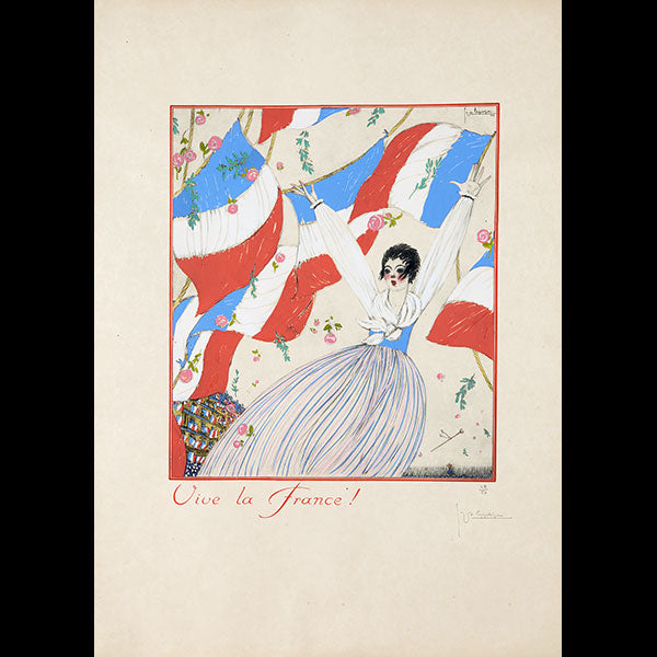 Georges Lepape - Vive la France ! Pochoir sur japon (1917)