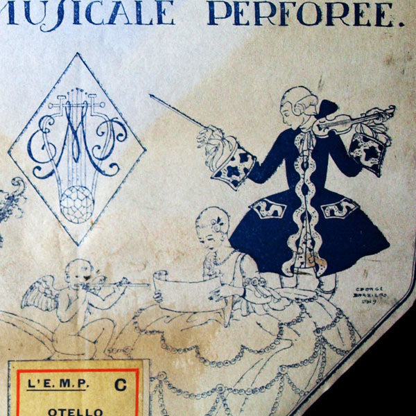 Rouleau de musique perforé avec en-tête de George Barbier pour EMP (1920)