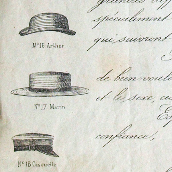 Lettre de la maison de chapeaux Garbominy, 21 rue du Caire ancien à Paris (1864)