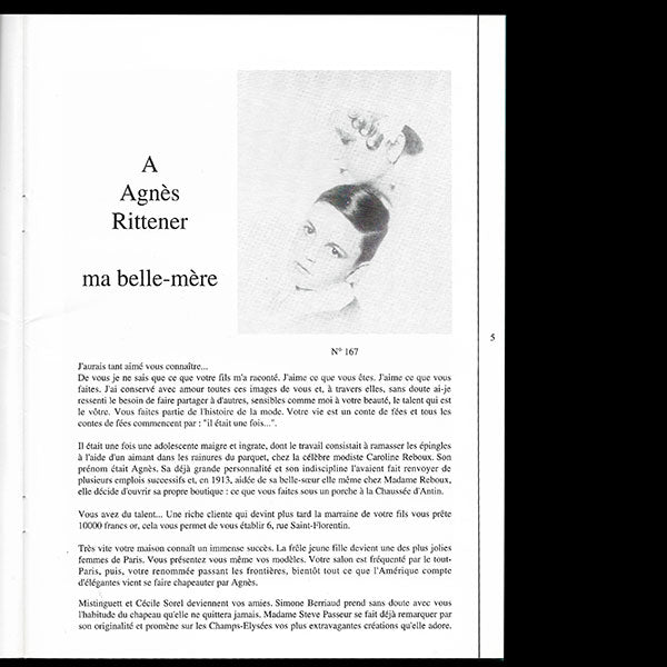 Madame Agnès - Catalogue Agnès Rittener de la vente du 16 avril 1992