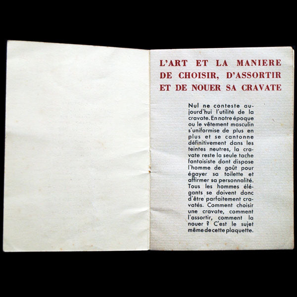 L'art et la manière de choisir, d'assortir et de nouer sa cravate (circa 1930)