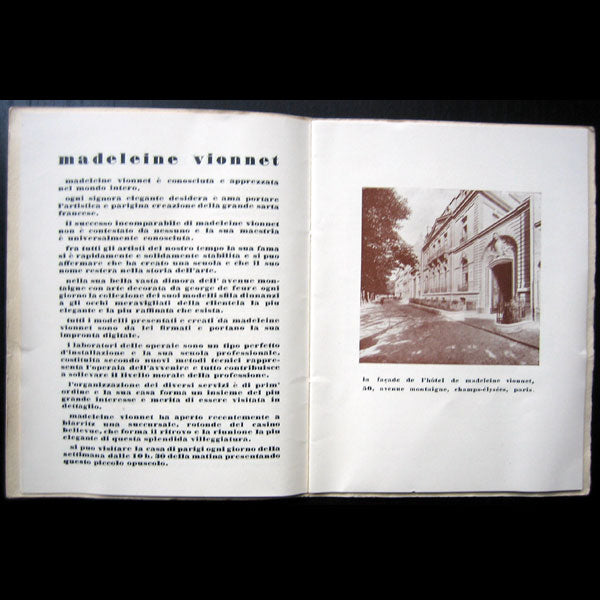 Vionnet - Livret de présentation de la maison avenue Montaigne à Paris (circa 1925)