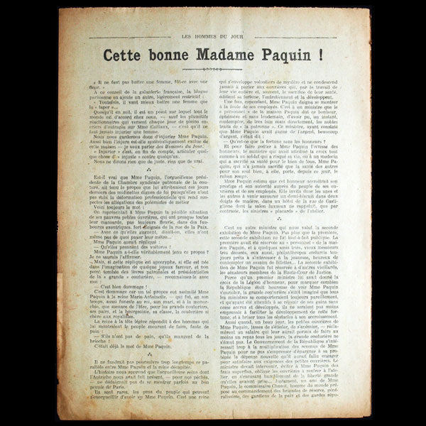 Les Hommes du Jour, Madame Paquin, 28 septembre 1918