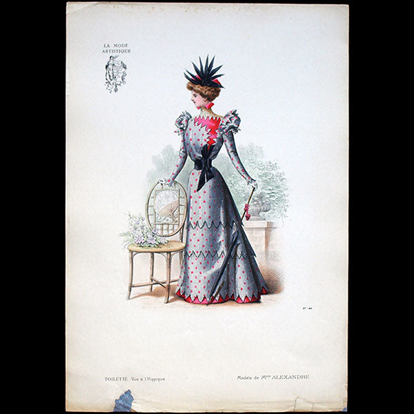 Mme Alexandre - Toilette vue à l'hippique, gravure de La Mode Artistique (1896)