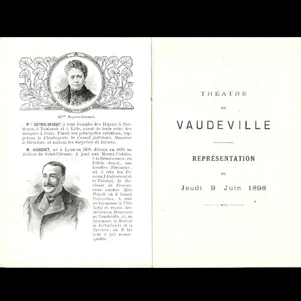 Zaza (1898), programme de la pièce costumée par Poiret pour Doucet