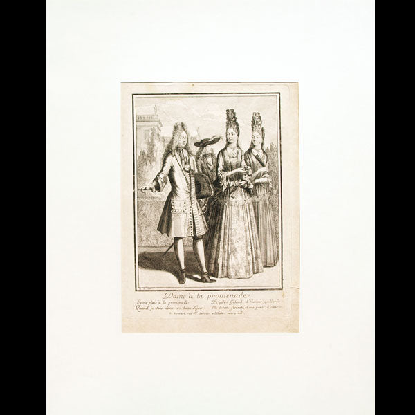 Dame à la promenade, gravure d'après Robert Bonnart (circa 1692-1710)