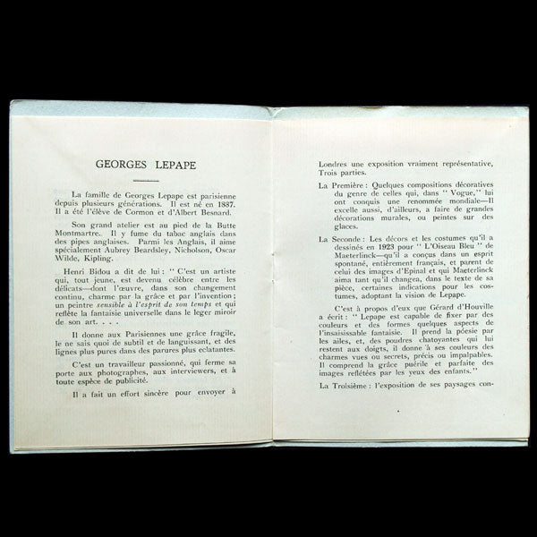 Lepape - Exposition Georges Lepape at the Claridge Gallery à Londres (1927)