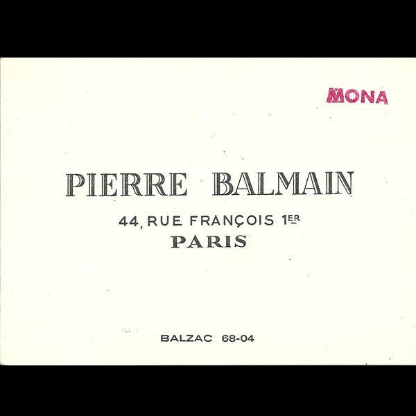 Balmain, carnet de défilé, circa 1955