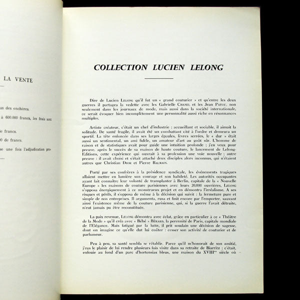 Lelong - Catalogue de la vente de la collection de Lucien Lelong (8-9 juin 1959)