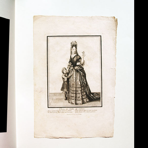 Dame en habit de velour, gravure d'Henri Bonnart d'après Robert Bonnart (circa 1690-1700)