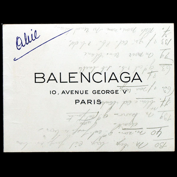 Balenciaga, carnet de défilé, circa 1955