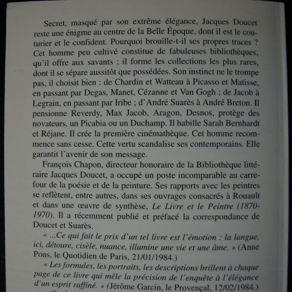 Doucet - Jacques Doucet ou l'art du Mécénat, avec envoi de François Chapon (1996)