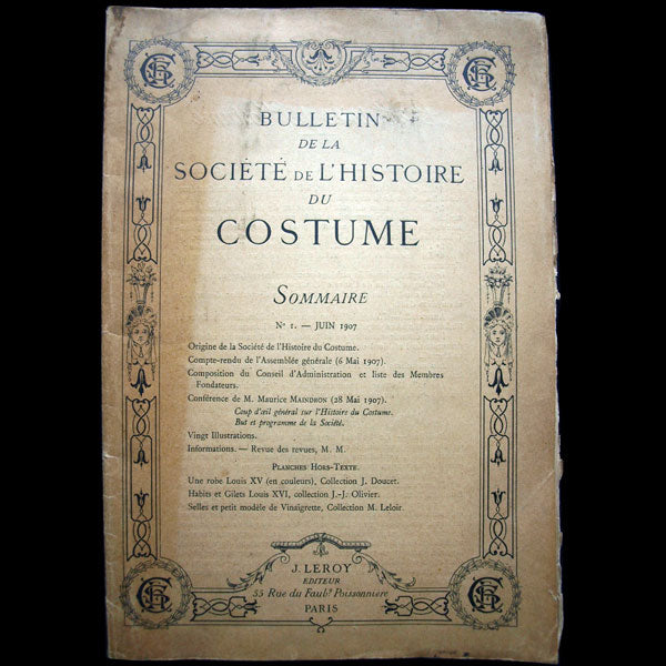 Bulletin de la Société de l'Histoire du Costume, n°1 (juin 1907)