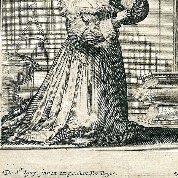 Abraham Bosse - La Noblesse Française à l'Eglise - Figure Féminine (circa 1629)