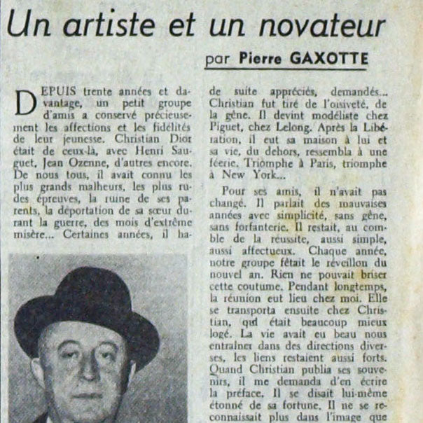 Le Figaro, 24 octobre 1957- mort de Dior