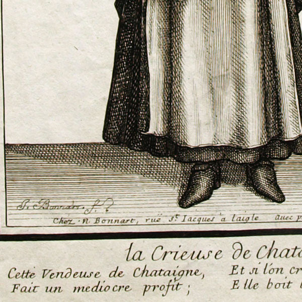La Crieuse de Châtaigne, gravure de Bonnart (circa 1680)