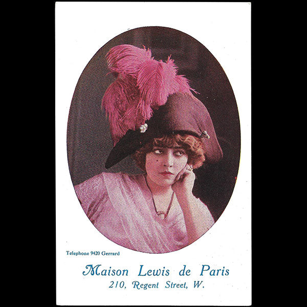 Lewis de Paris - Carte de la maison de chapeaux, 210 Regent Street à Londres (circa 1910)