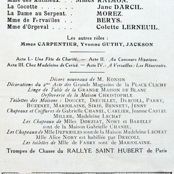 Le Diable Ermite, chapeaux de Gabrielle Chanel, 1912