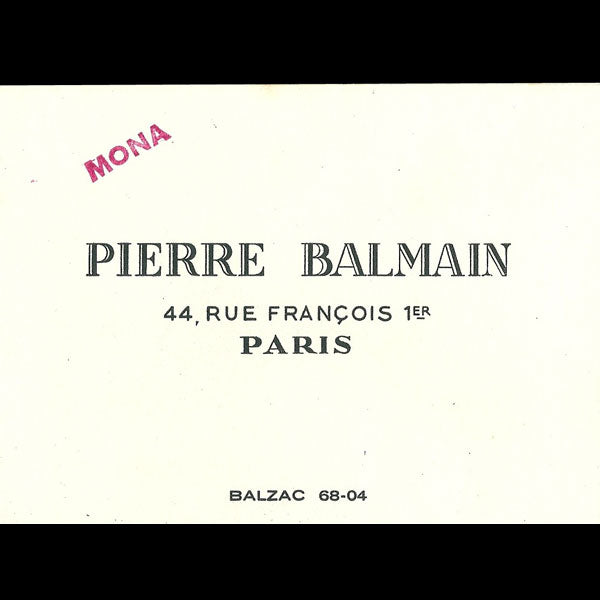 Balmain, carnet de défilé, circa 1955