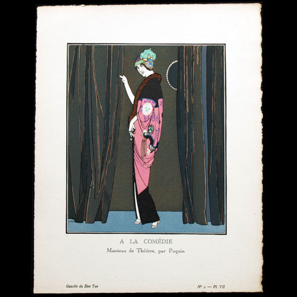 Gazette du Bon Ton - A la Comédie, manteau de théâtre de Paquin, planche de Gosé (n°1, 1912)