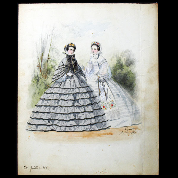 Dessin d'Hippolyte Pauquet pour le Petit Courrier des Dames (1861)