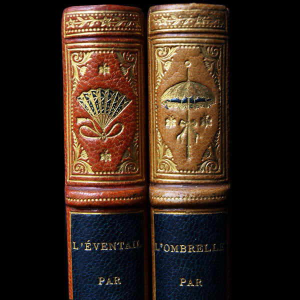 Uzanne - L'éventail et l'Ombrelle, le Gant, le Manchon, réunion de 2 volumes reliés par Victor Champs (1882)