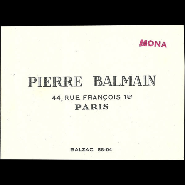 Balmain, carnet de défilé, circa 1955