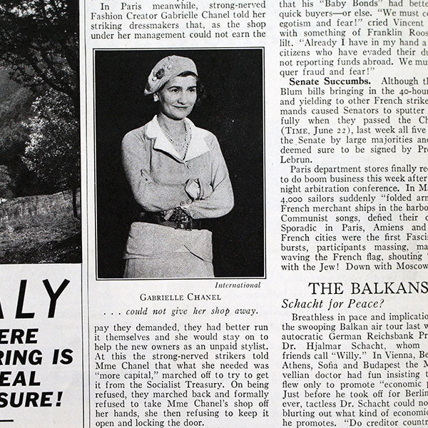 Time, June 29th 1936 - Gabrielle Chanel could not give her shop away