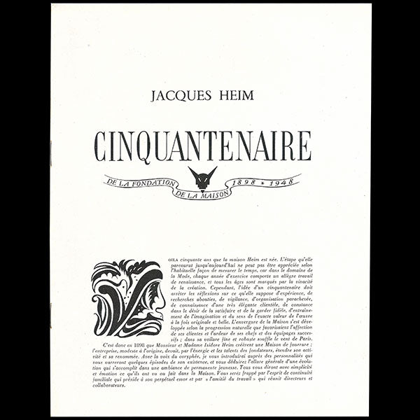 Heim - Jacques Heim - Cinquantenaire de la fondation de la maison 1898-1948 (1948)