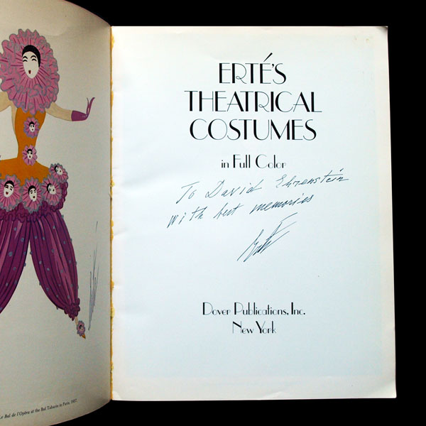 Erté's Theatrical Costumes in full color, exemplaire avec envoi d'Erté