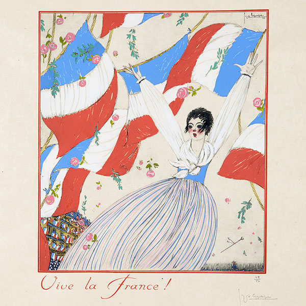 Georges Lepape - Vive la France ! Pochoir sur japon (1917)