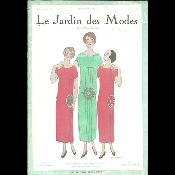 Le Jardin des Modes, n°54, 15 janvier 1924, couverture d'André-Edouard Marty