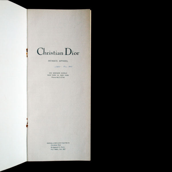 Documents relatifs à la confection américaine de lingerie Christian Dior (1962-1963)