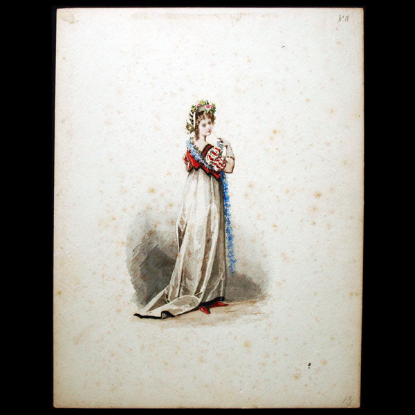 Compte-Calix - Les Modes Parisiennes sous le Directoire, ensemble des 15 aquarelles originales (1871)