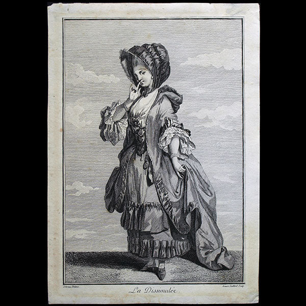 La Dissimulée, estampe de mode de Louise Gaillard (circa 1770)