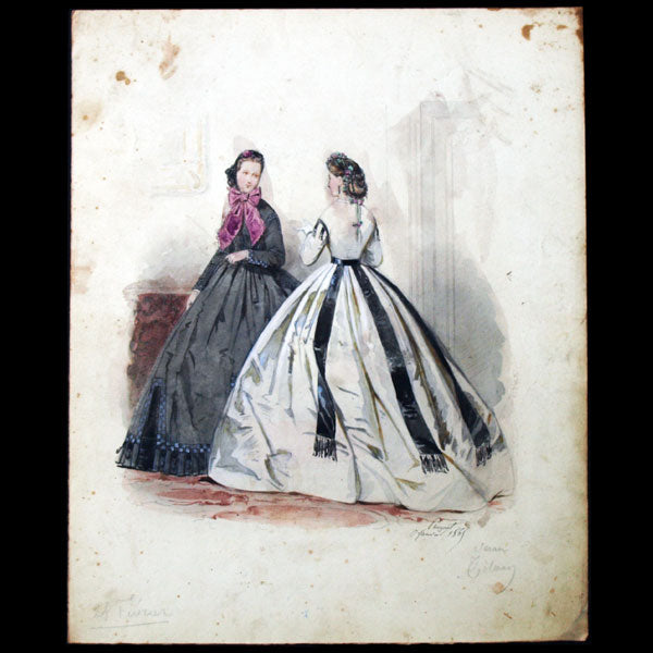 Dessin d'Hippolyte Pauquet pour le Petit Courrier des Dames (1865)