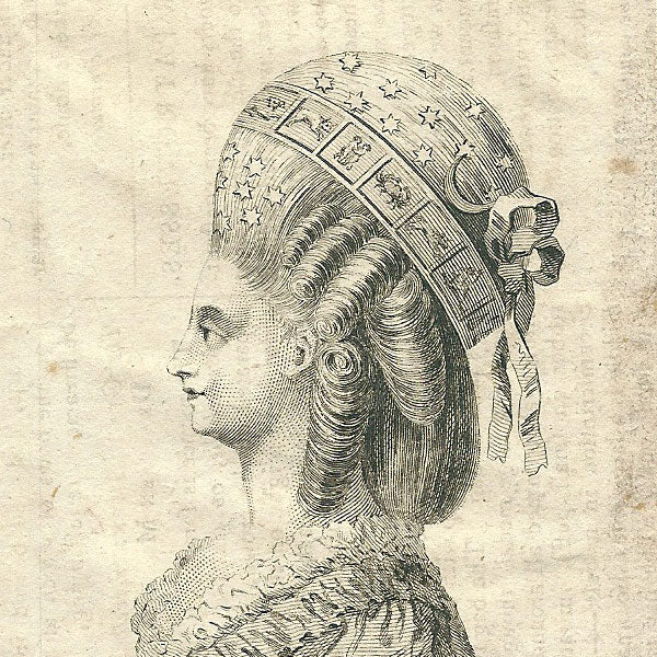 Coiffure en médaillon, coiffure à la zodiaque (1777)